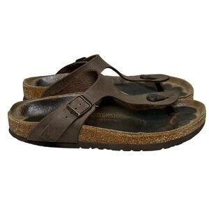 Birkenstock Gizeh Leather Thong Sandals Brown Size 39 / US 8